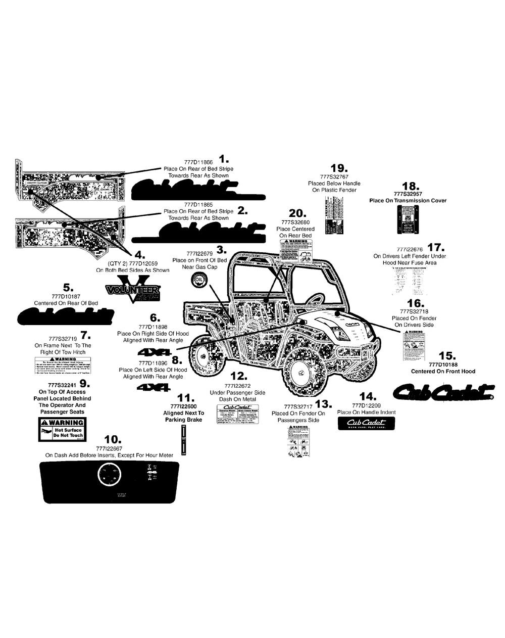 Label Map 46d Diagram and Parts List for 46D 4X4-37ACD710 Cub Cadet Lawn Tractor Accessories